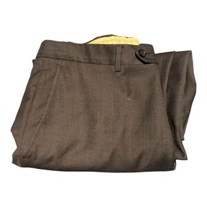 Santorelli Pants Men 35 Black Romeo Wool Dress Slacks Luxury Serge Flat Front